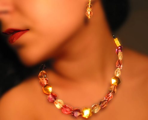 Creation in 22k gold with semi-precious stones